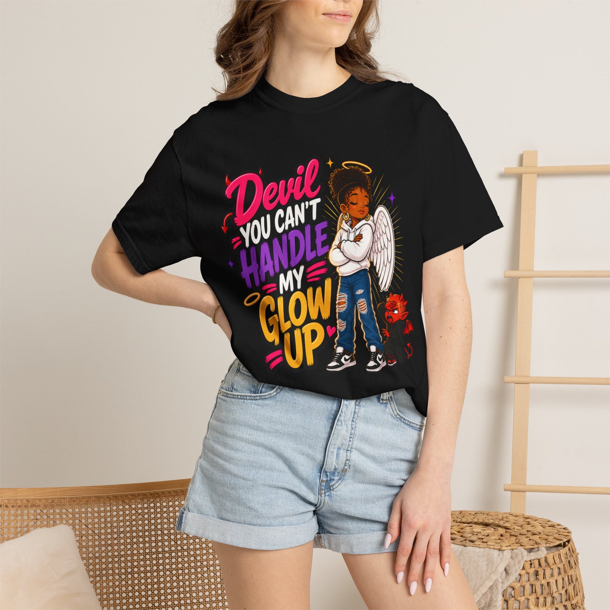 Devil You Can't Handle My Glow Up T-Shirt — Angel Girl Graphic Tee - ClaimedbyGodDesigns