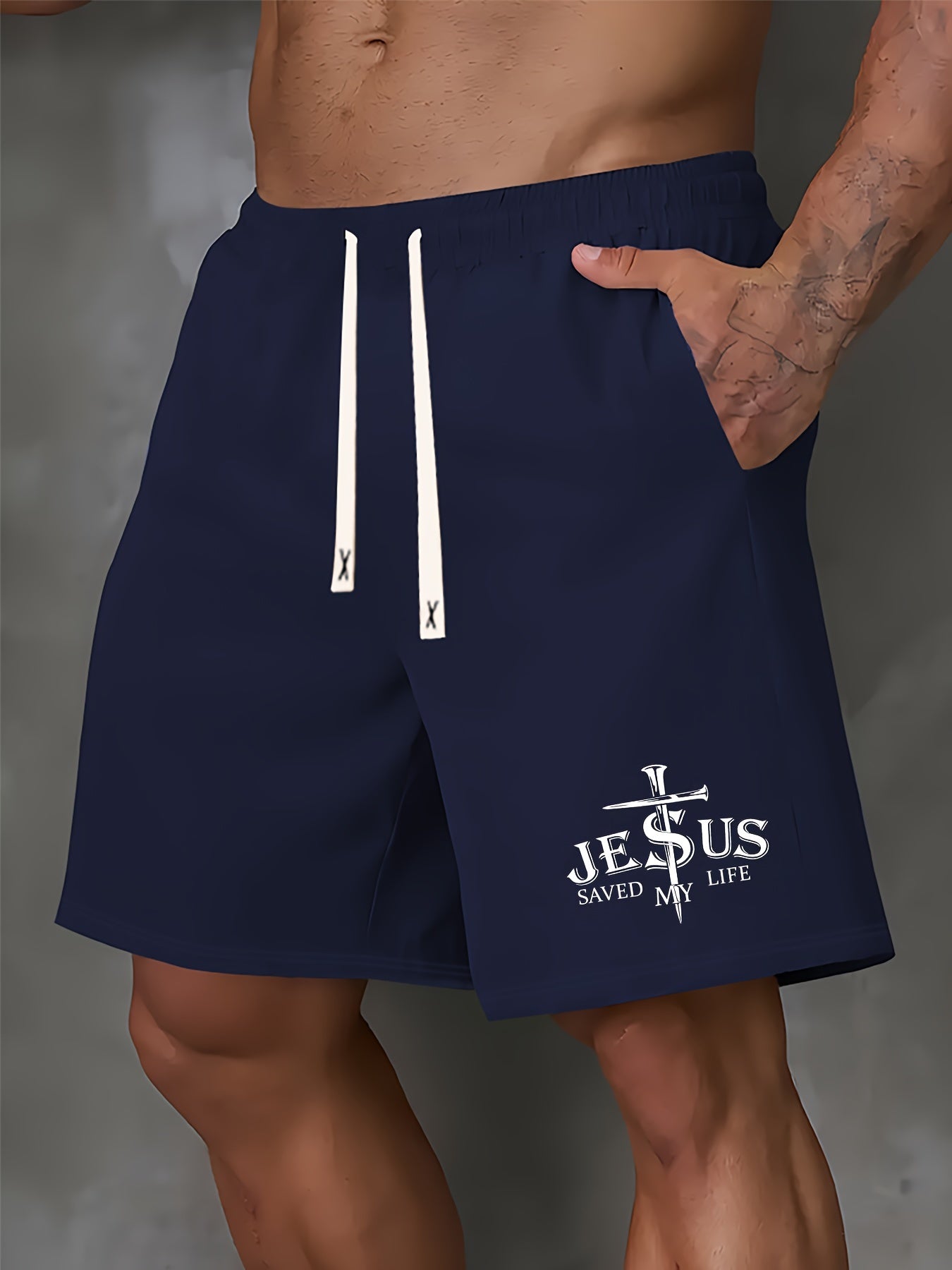 Jesus Saved My Life Men's Christian Shorts claimedbygoddesigns