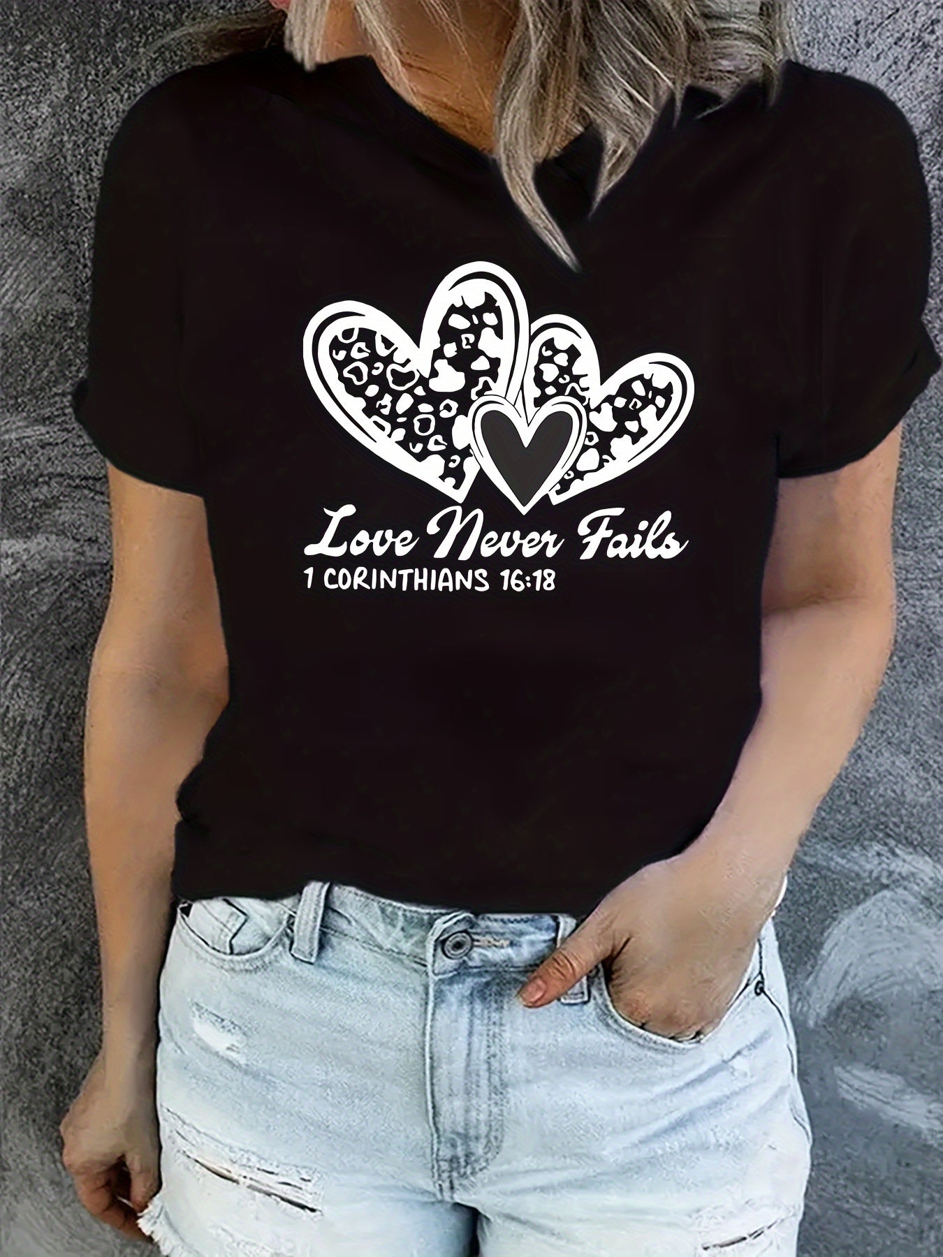 Love Never Fails Women's Christian T-shirt claimedbygoddesigns