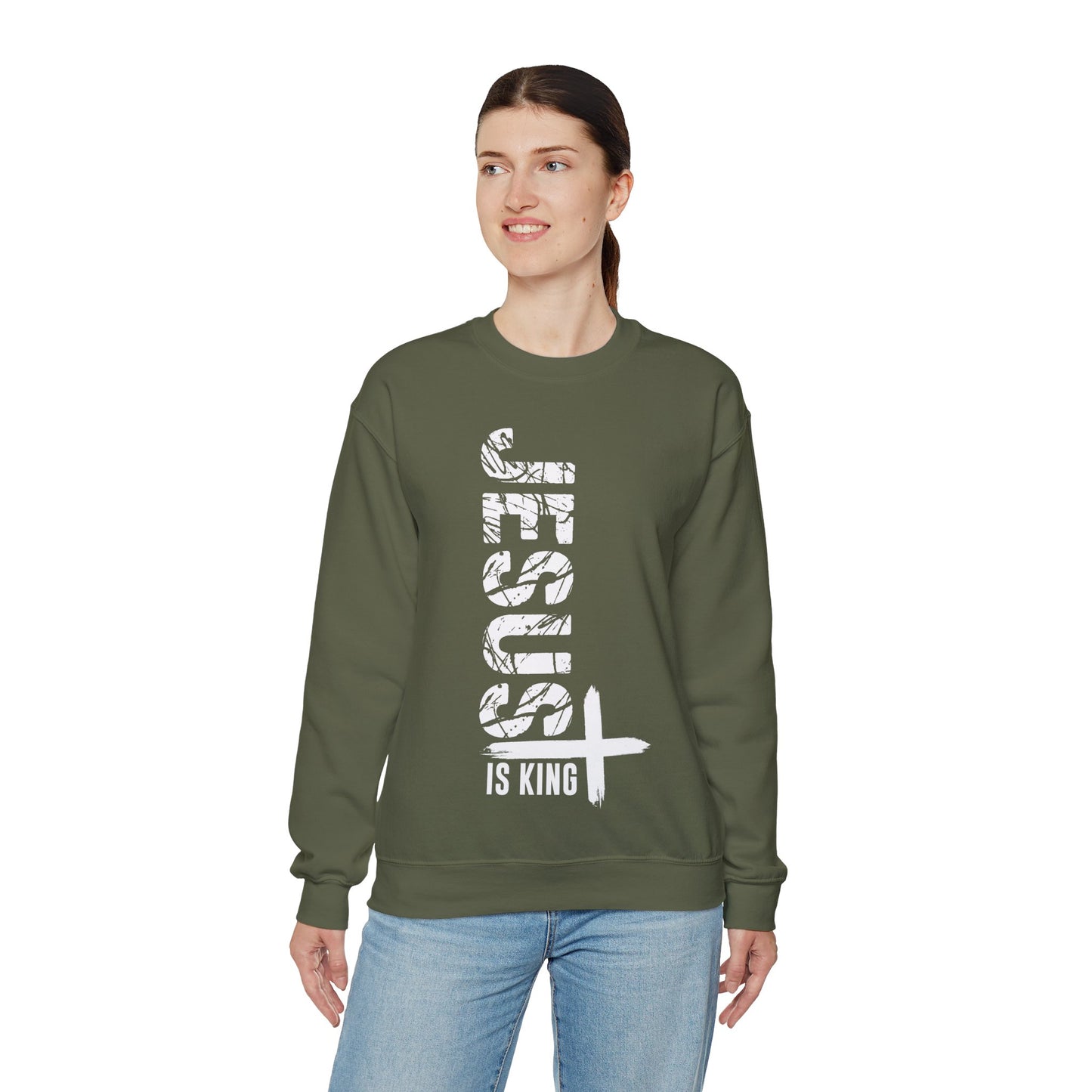 Jesus Is King Unisex Heavy Blend™ Crewneck Christian Sweatshirt