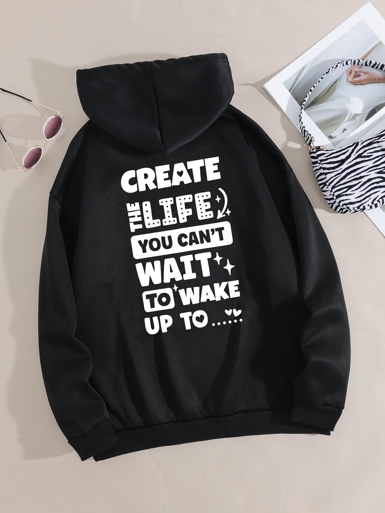 Create The Life You Can't Wait To Wake Up To Women's Christian Pullover Hooded Sweatshirt claimedbygoddesigns