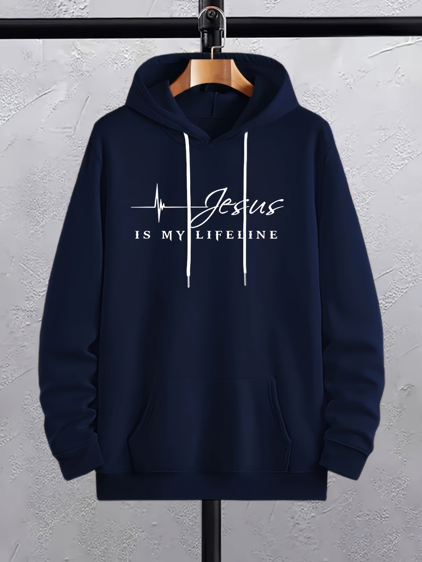Jesus Is My Lifeline Plus Size Men's Christian Pullover Hooded Sweatshirt claimedbygoddesigns
