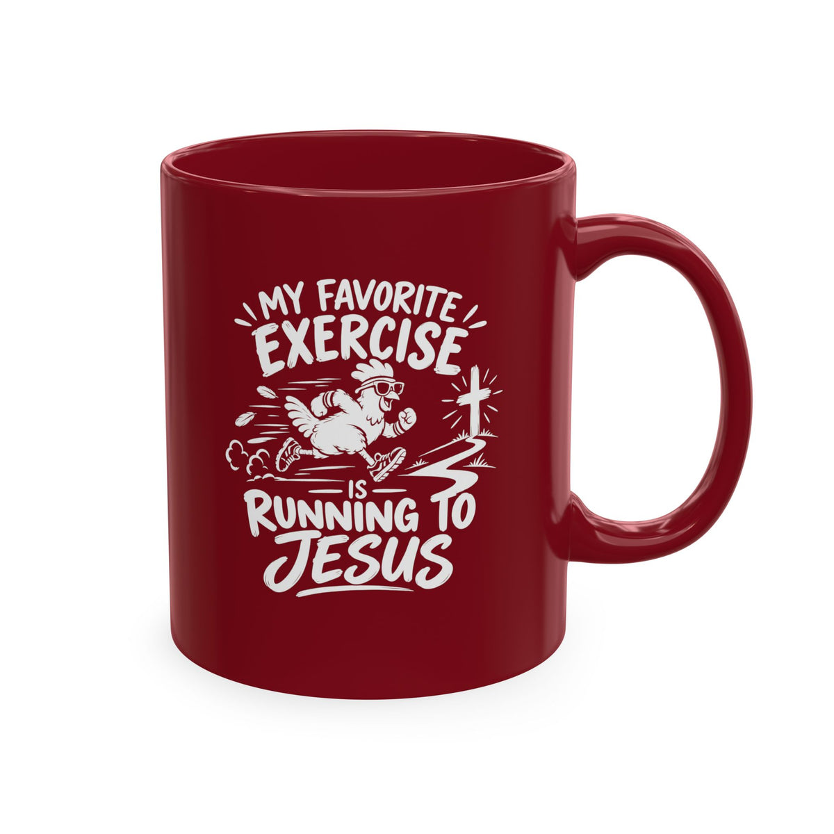 My Favorite Exercise Is Running to Jesus Christian Ceramic Mug