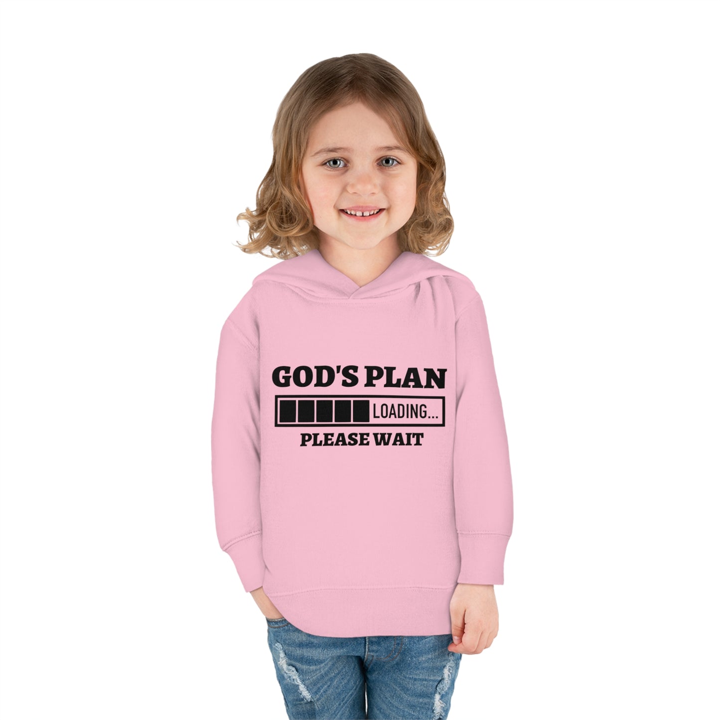 God's Plan Loading Please Wait Toddler Pullover Fleece Hooded Sweatshirt