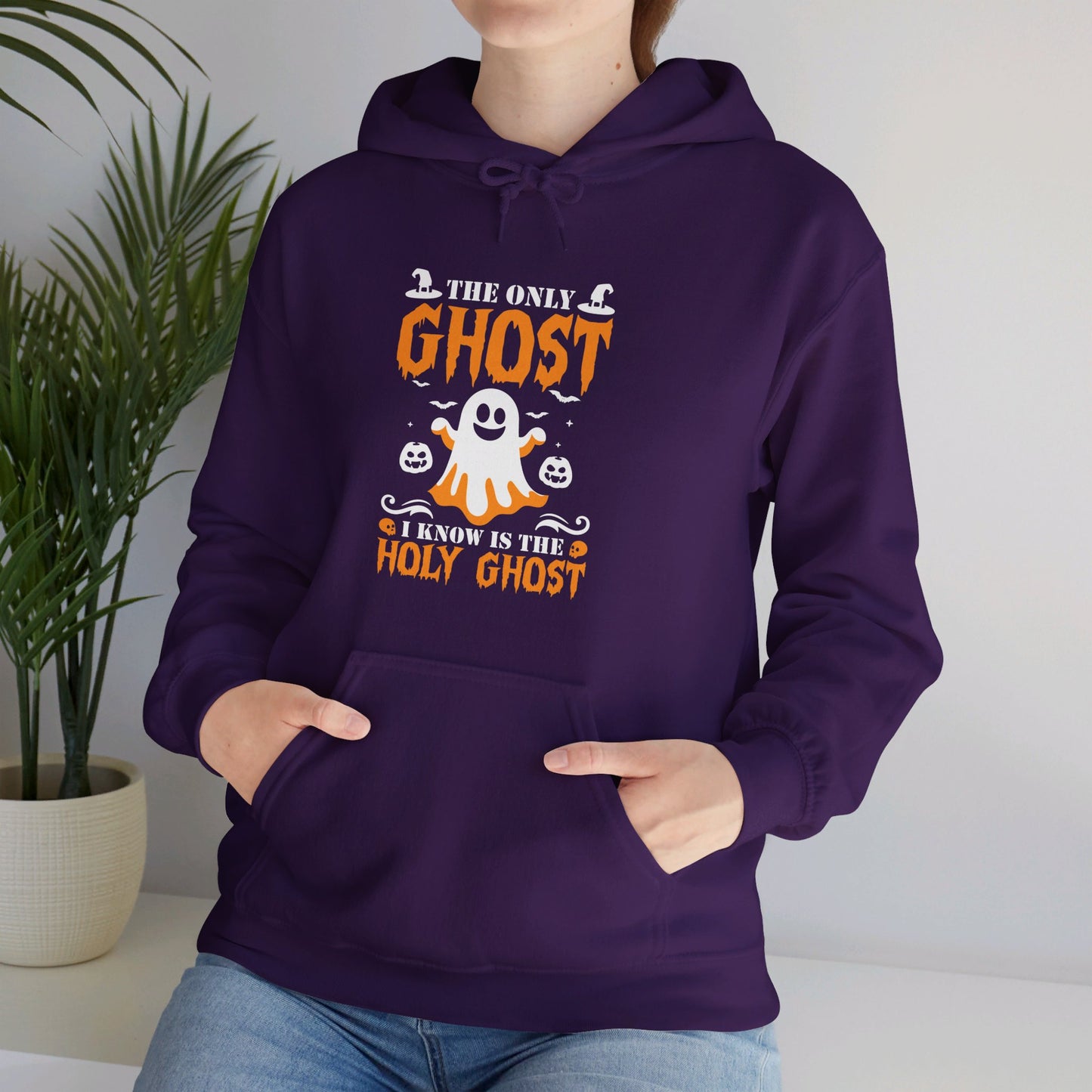 The Only Ghost I Know Is The Holy Ghost Halloween Unisex Christian Pullover Hooded Sweatshirt