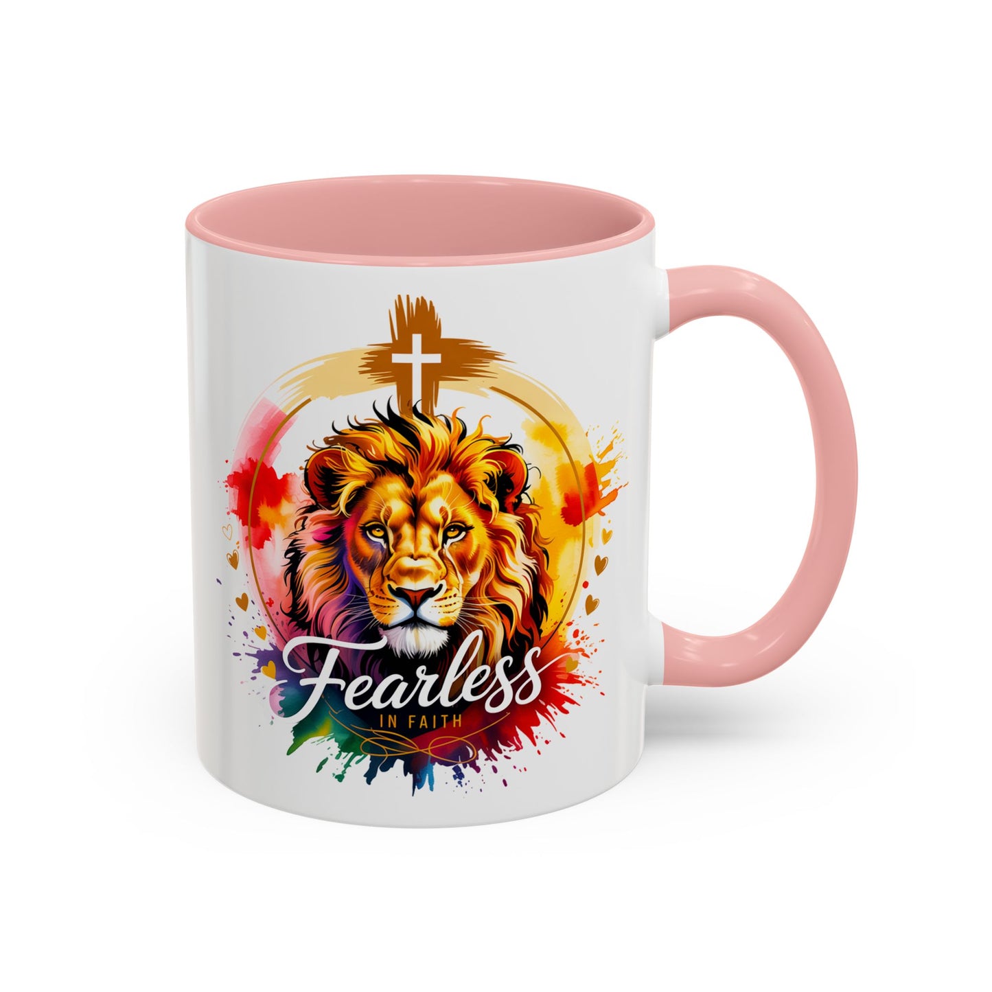Fearless in Faith Lion Coffee Accent Mug - 11oz & 15oz Inspirational Drinkware