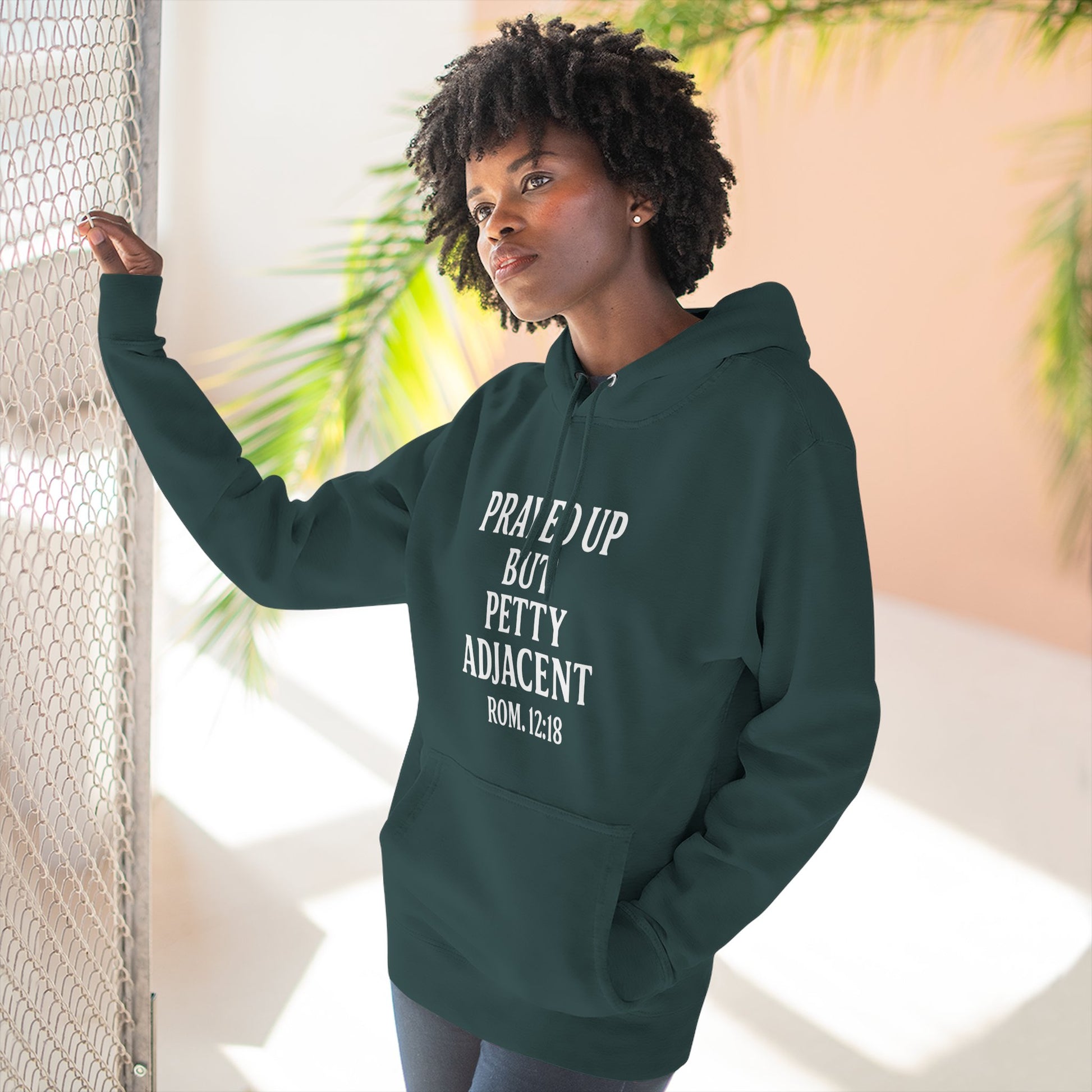 Prayed Up But Petty Fleece Hoodie, Cozy Funny Hooded Sweatshirt for Faithful Friends, Perfect Gift for Spiritual Comfort, Devotional [...] - ClaimedbyGodDesigns