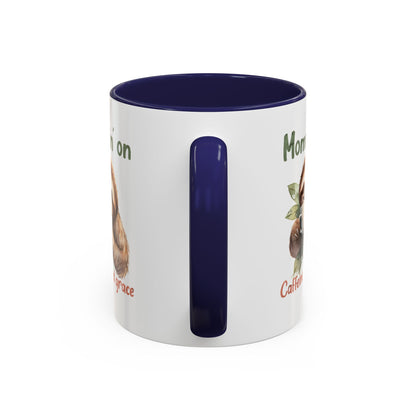 Sloth Mom Coffee Accent Mug - 'Mommin' on Caffeine and Grace' - Cute Gift for Christian Moms