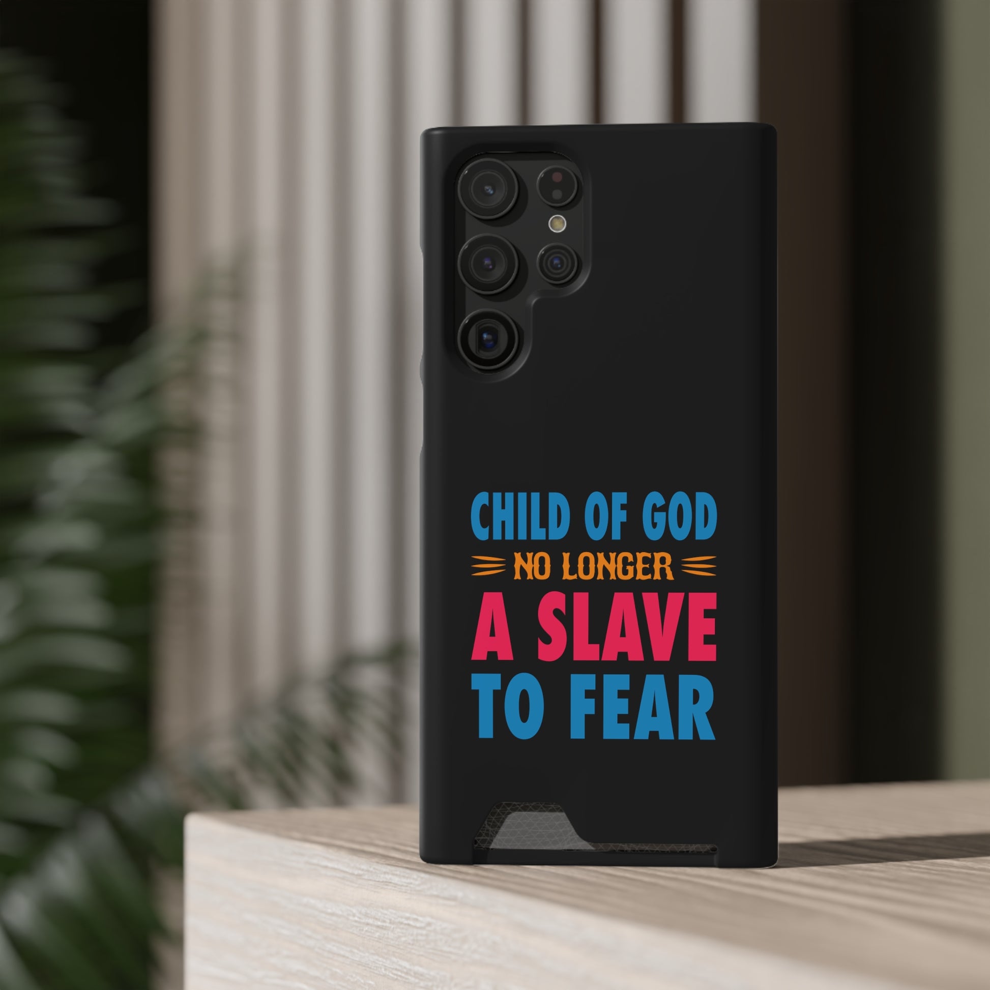 Child Of God No Longer A Slave To Fear Christian Phone Case With Card Holder Printify