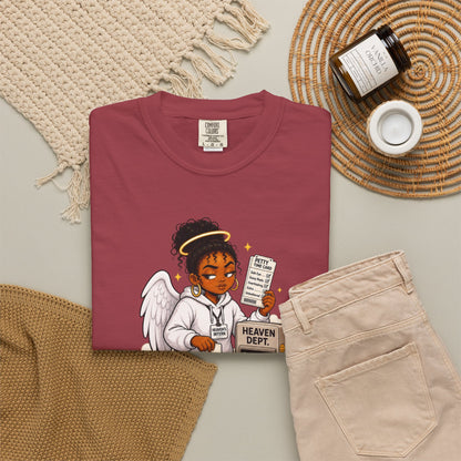 Heaven's Intern T-shirt – Funny Angel Nurse Tee ('Still Learning to Clock Out Petty')
