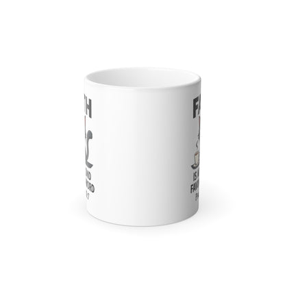 Funny Faith Color Morphing Mug, Unique Gift for Cat Lovers, Fun Coffee Cup, Color Changing Mug, Perfect for Birthdays, Cozy Home Decor - ClaimedbyGodDesigns