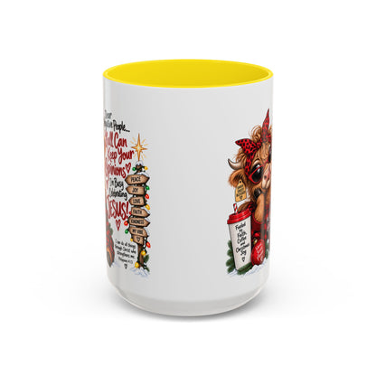 Dear Negative People… I’m Busy Celebrating Jesus! Christmas Cow Mug