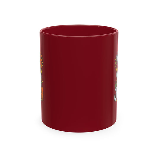 Halloween Ghost Christian Ceramic Mug — "No Fear, Just Faith" Pumpkin Coffee Cup