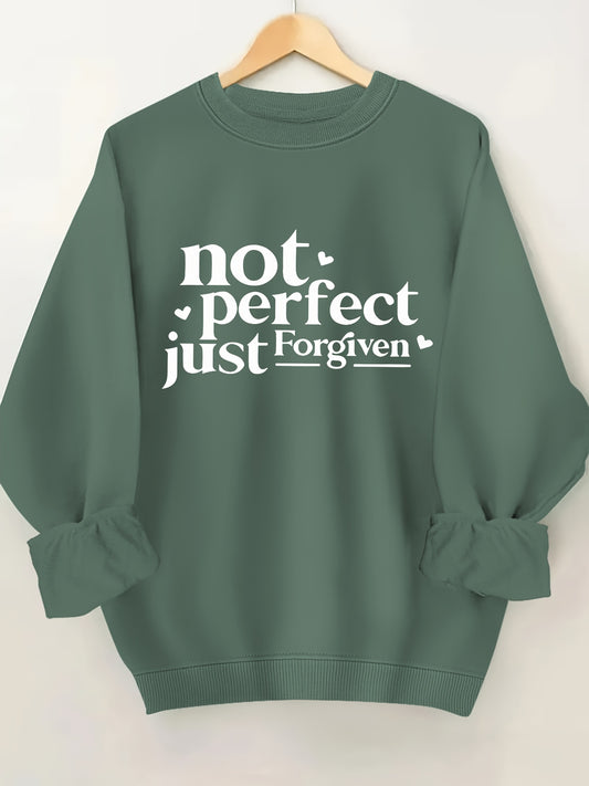 Not Perfect Just Forgiven Plus Size Women's Christian Pullover Sweatshirt claimedbygoddesigns