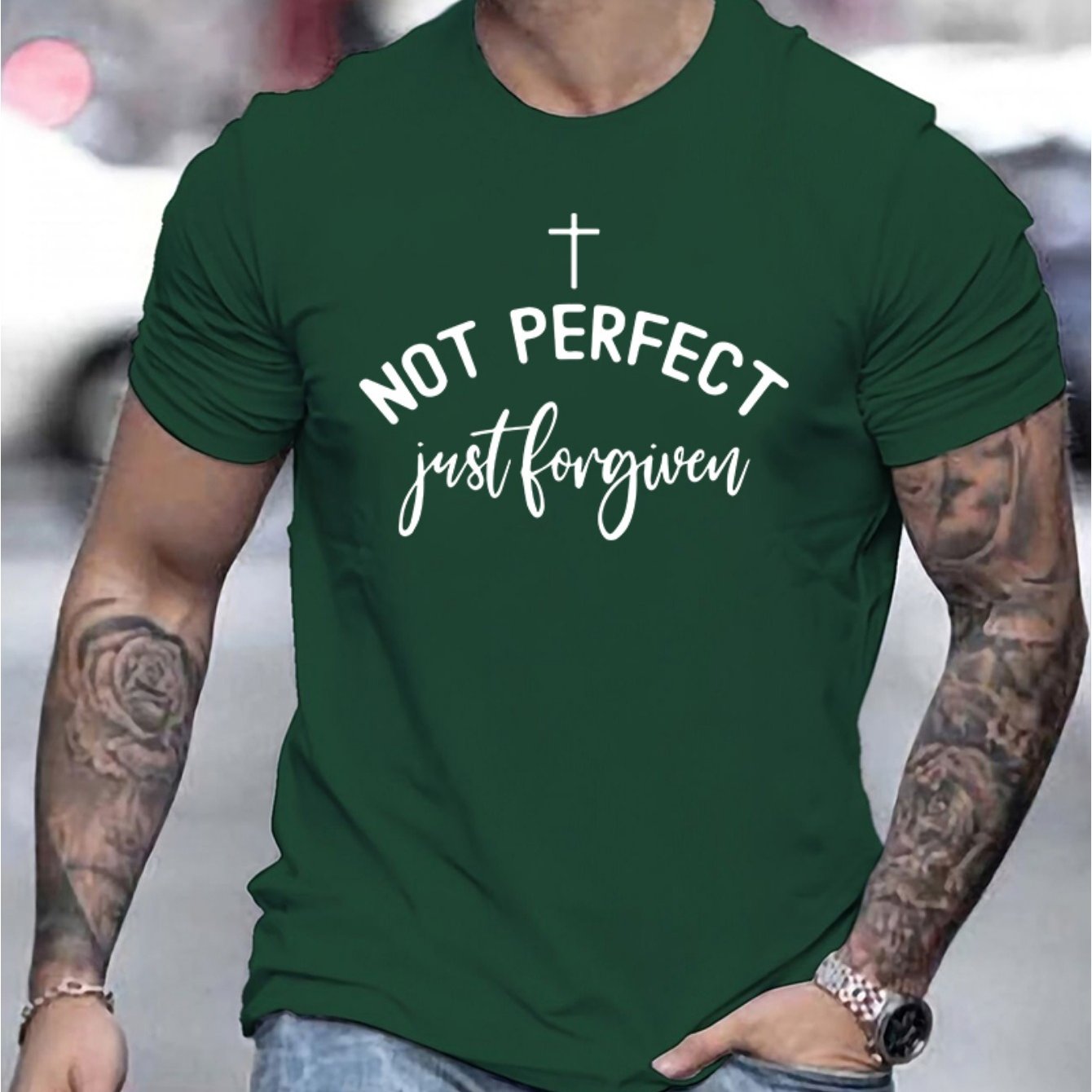 Not Perfect Just Forgiven Men's Christian T-shirt claimedbygoddesigns