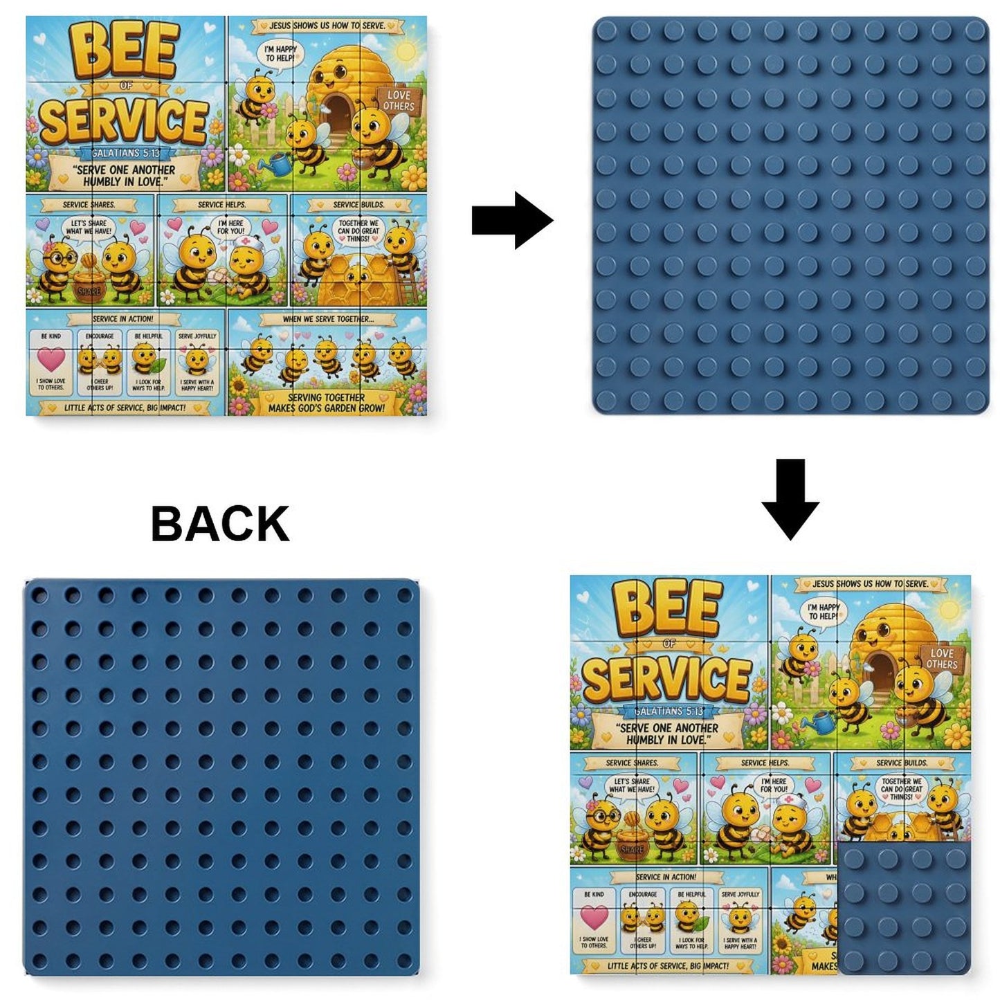 Bee of Service – Building Block Puzzle Ornament - ClaimedbyGodDesigns