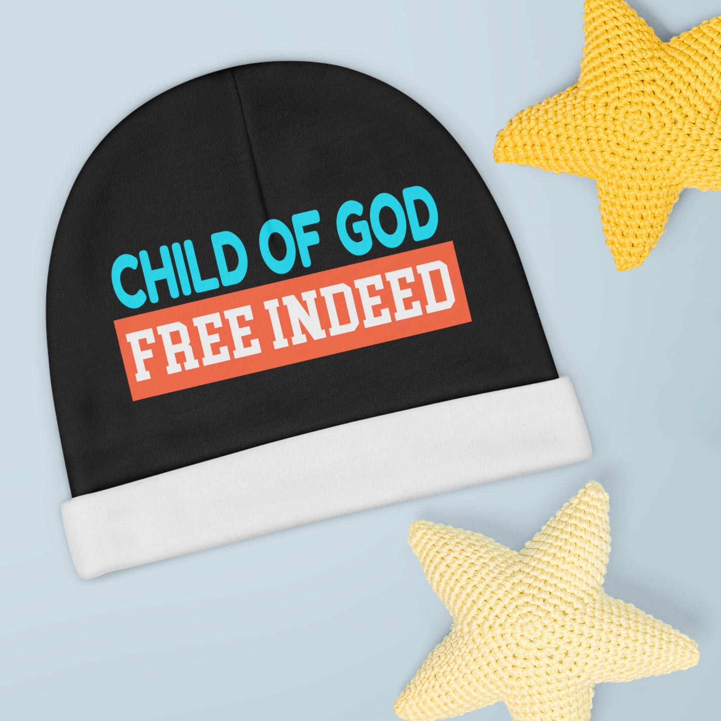Child Of God Free Indeed Christian Baby Beanie (AOP) Printify