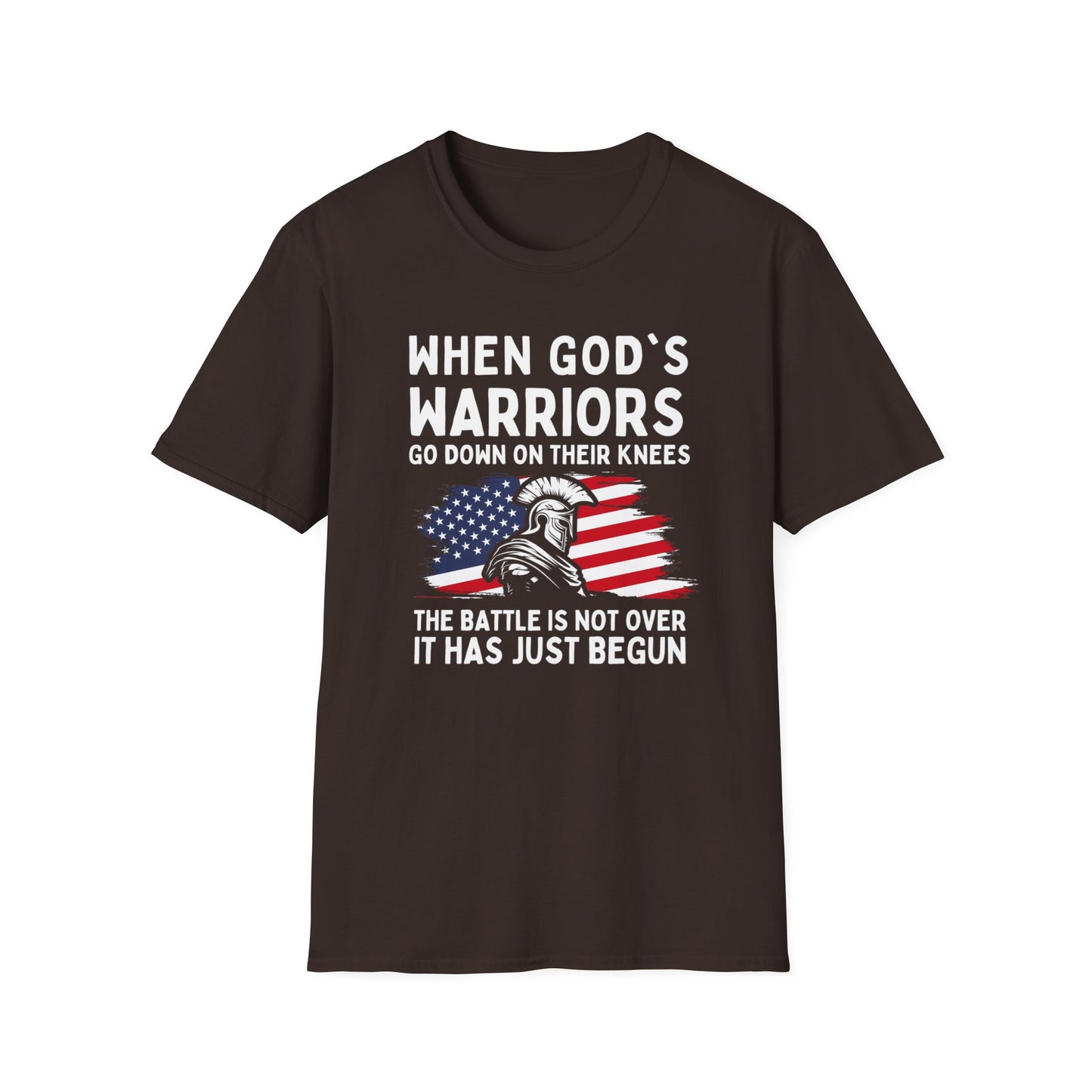 When God's Warriors Go Down On Their Knees The Battle Is Not Over Patriotic American Flag Christian Unisex T-shirt