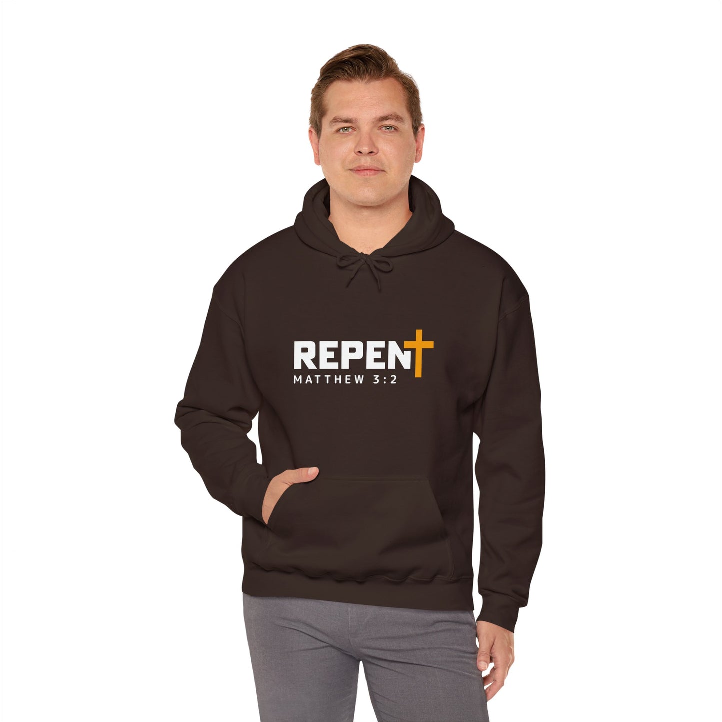 Repent (2) Christian Unisex Hooded Pullover Sweatshirt