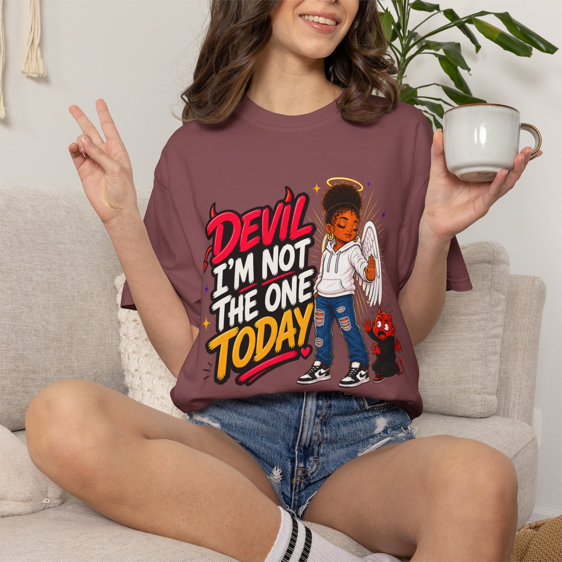 Devil I'm Not the One Today T-Shirt — Funny Angel vs Devil Graphic Tee - ClaimedbyGodDesigns