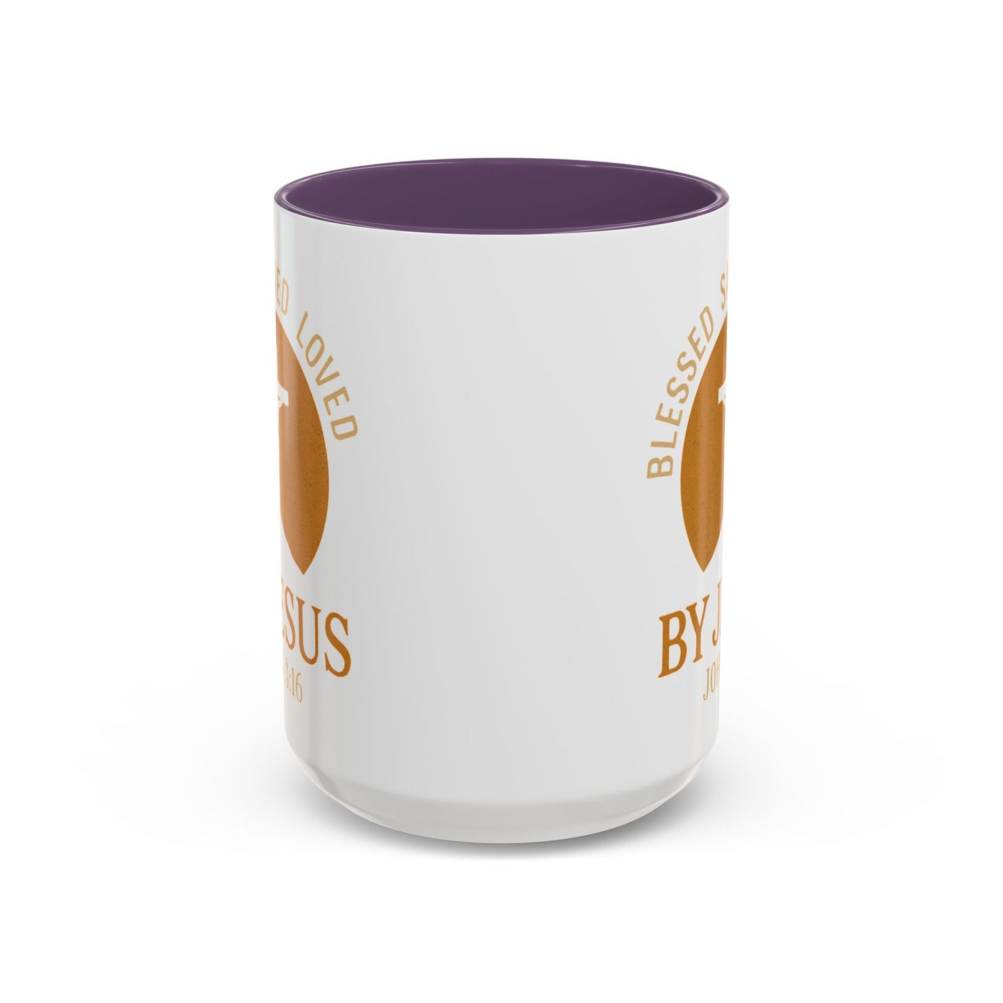 Inspirational Accent Coffee Mug - Blessed, Saved, Loved by Him | John 3:16