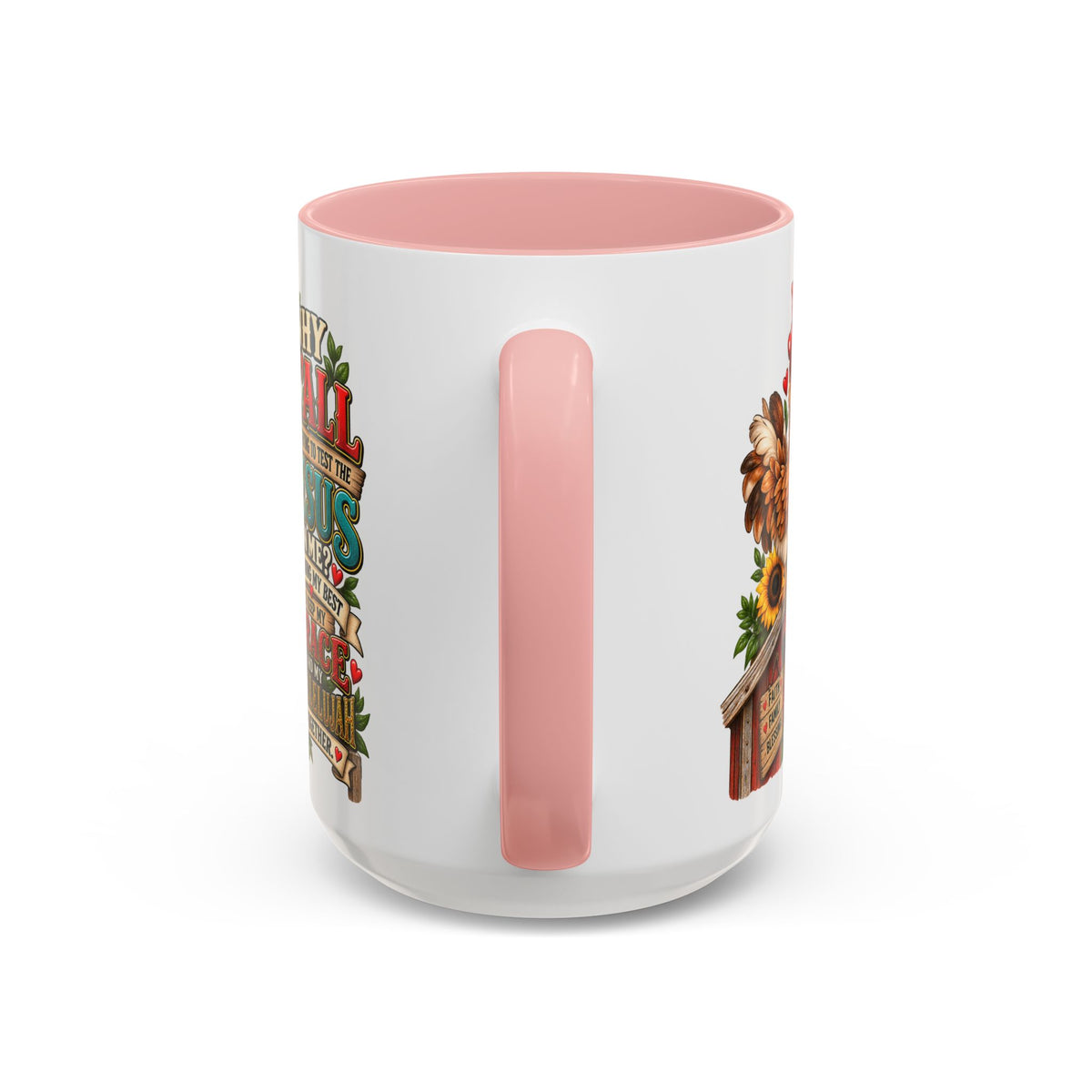 Christian Farmhouse Coffee Mug — "Why Y'all Keep Trying to Put Jesus in Me?" Accent Mug