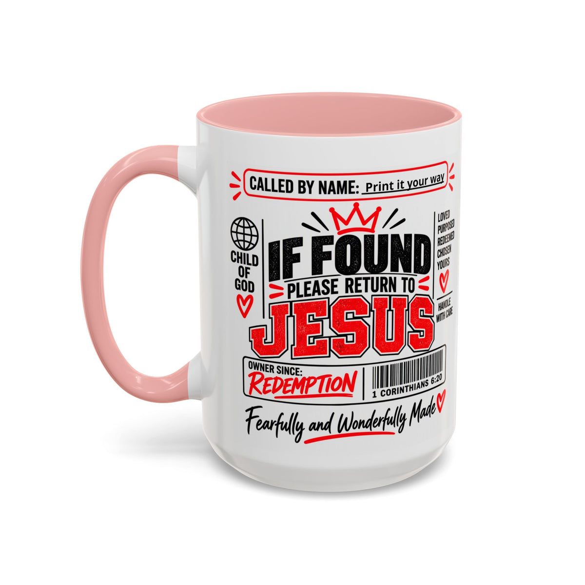 If Found, Return to Jesus Personalized Christian Coffee Mug — Called by Name Accent Mug (15oz)