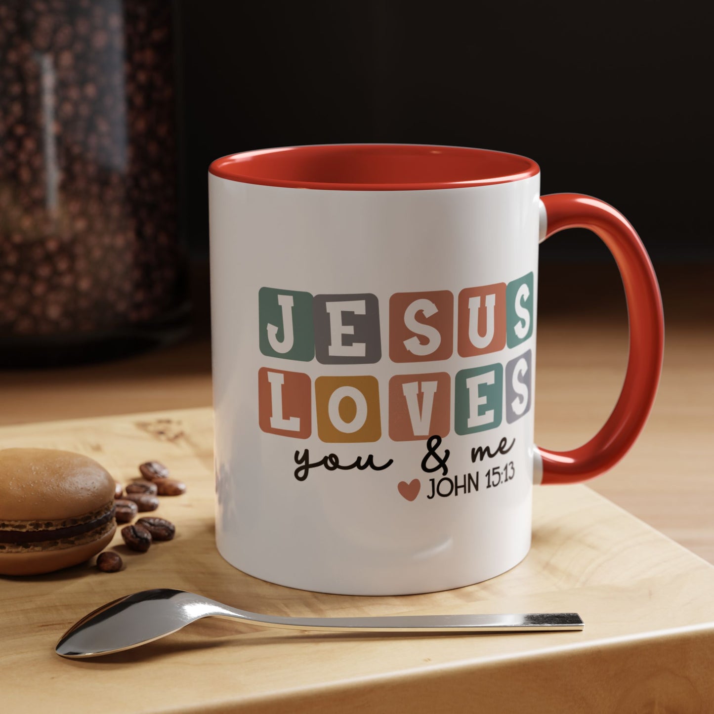 Christian Ceramic Mug - Jesus Loves You And Me Accent Coffee Mug (11, 15oz)