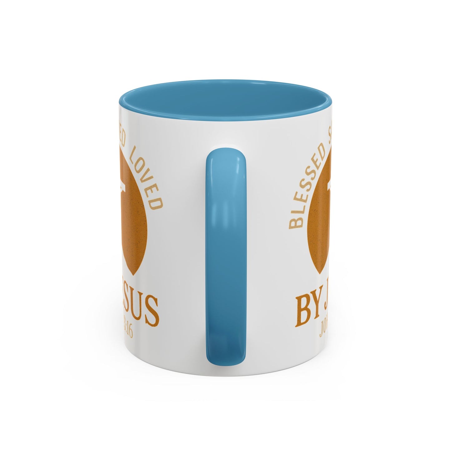Inspirational Accent Coffee Mug - Blessed, Saved, Loved by Him | John 3:16