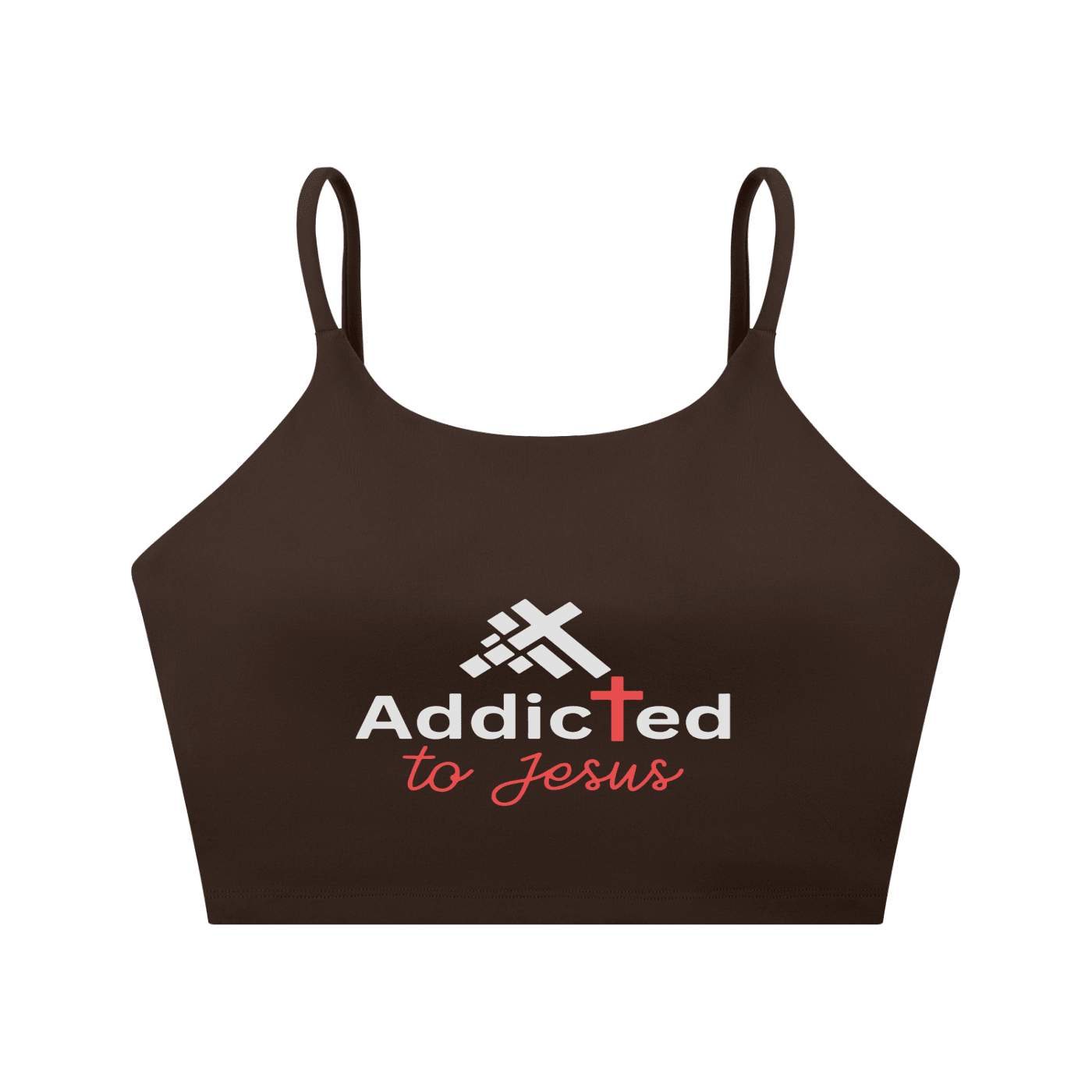 Addicted To Jesus Women's Christian Spaghetti Strap Yoga Sports Bra - ClaimedbyGodDesigns