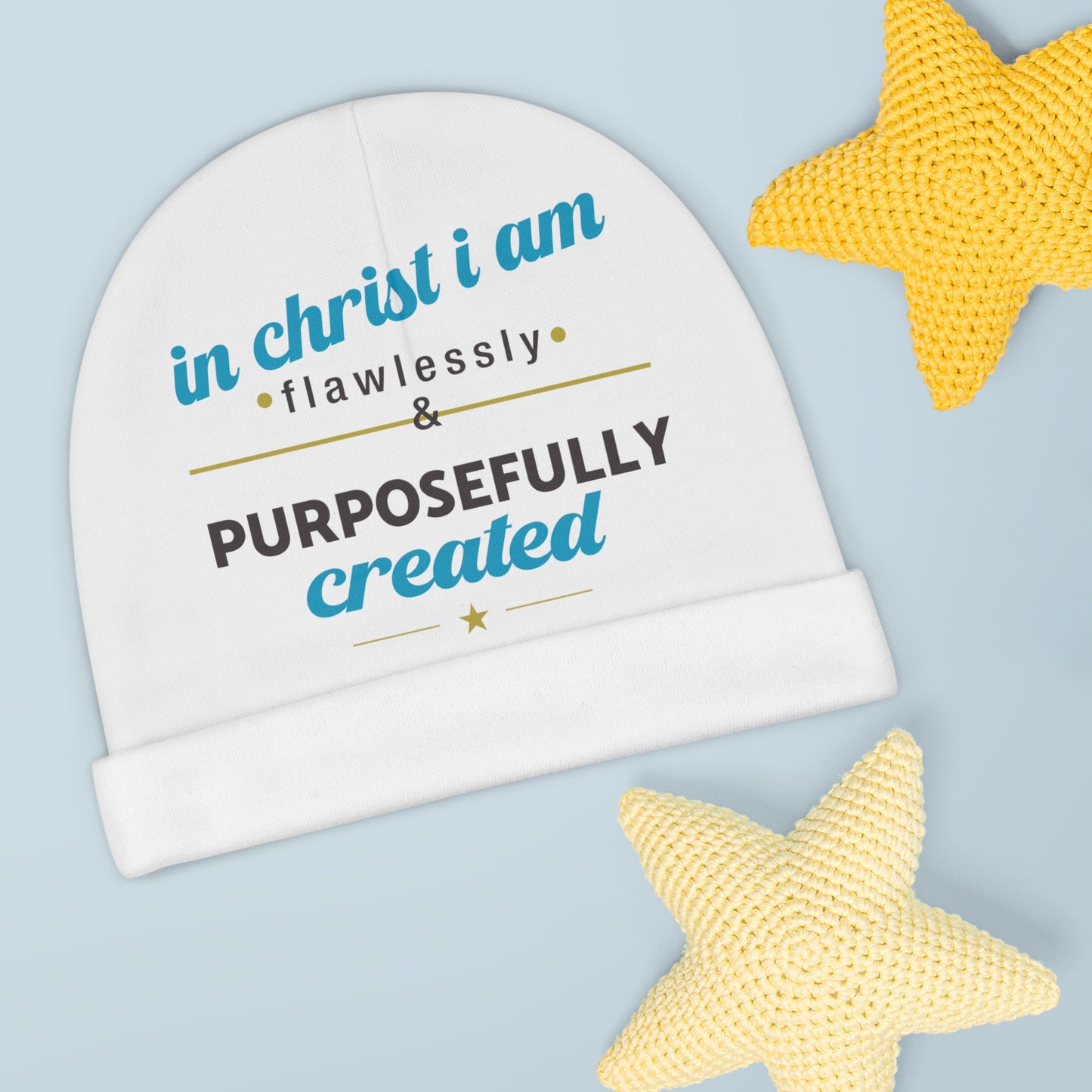 In Christ I Am Flawlessly & Purposefully Created Baby Beanie (AOP) Printify