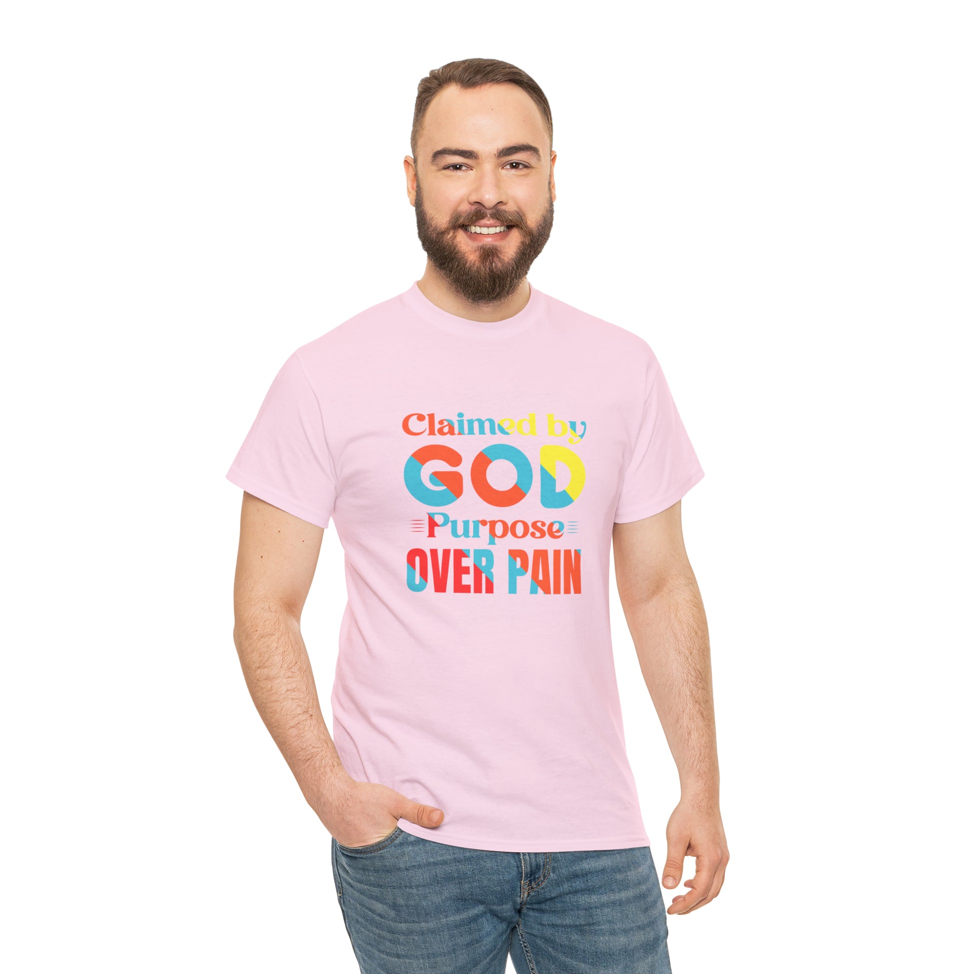 Claimed By God Purpose Over Pain Unisex Heavy Cotton Tee Printify