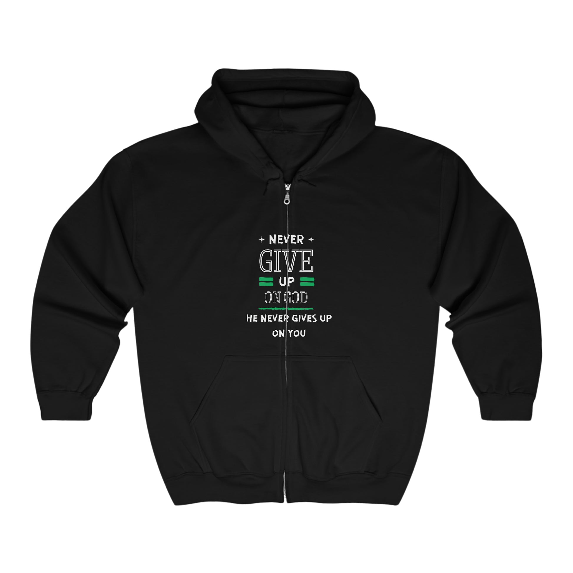 Never Give Up On God He Never Gives Up On You Unisex Heavy Blend Full Zip Hooded Sweatshirt Printify