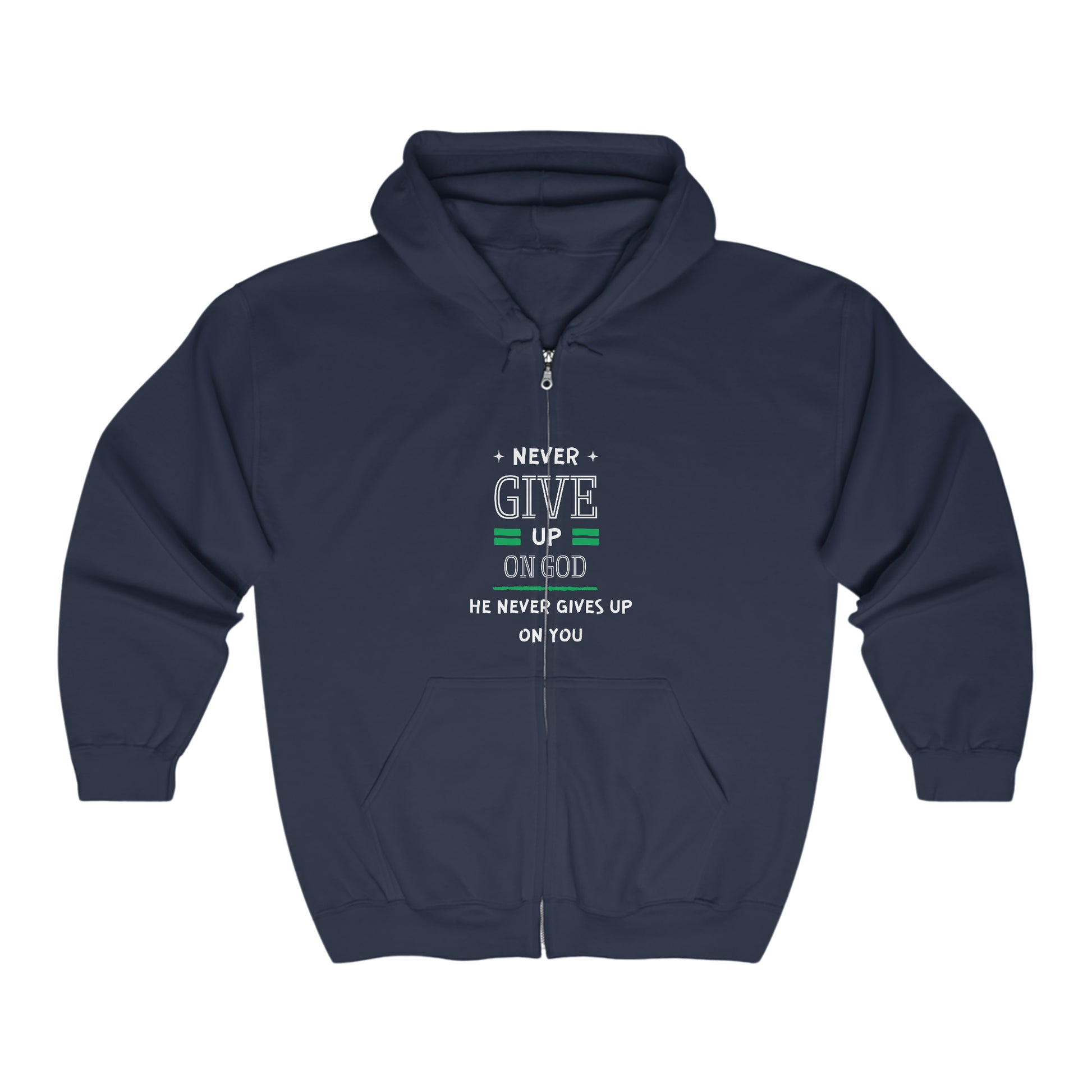 Never Give Up On God He Never Gives Up On You Unisex Heavy Blend Full Zip Hooded Sweatshirt Printify