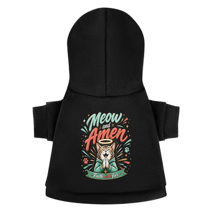 Meow and Amen Faith With Fur Christian Pet Hooded Pullover Sweatshirt Cat Hoodie Warm, Soft & Breathable - ClaimedbyGodDesigns