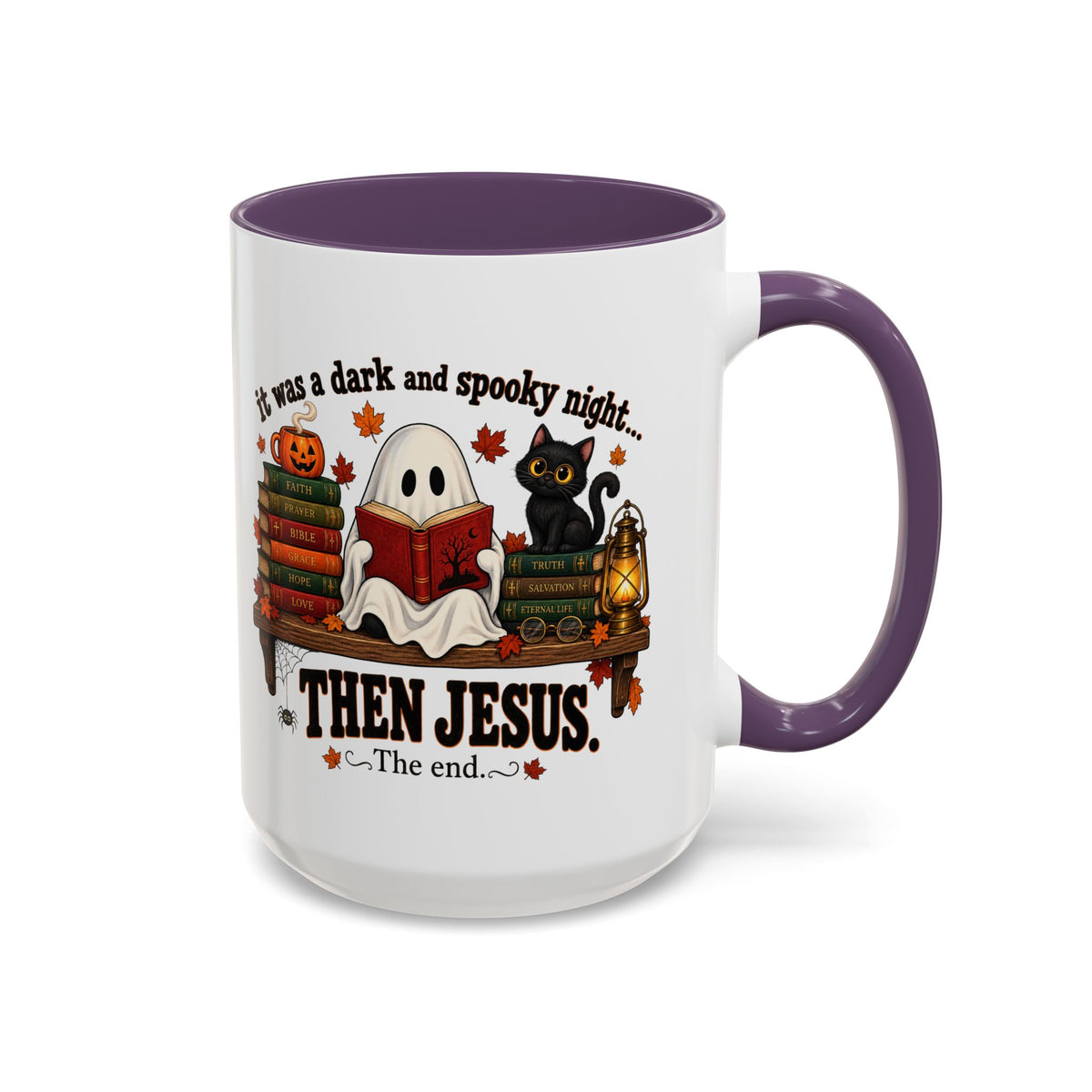 Halloween Christian Coffee Mug — “It Was a Dark and Spooky Night… Then Jesus” Accent Mug