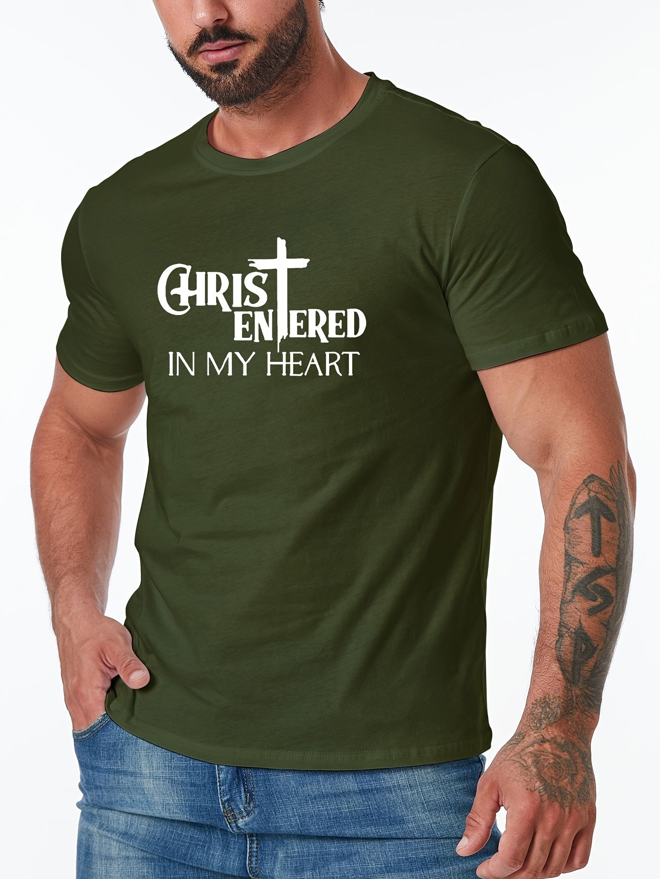 Christ Entered In My Heart Men's Christian T-shirt claimedbygoddesigns