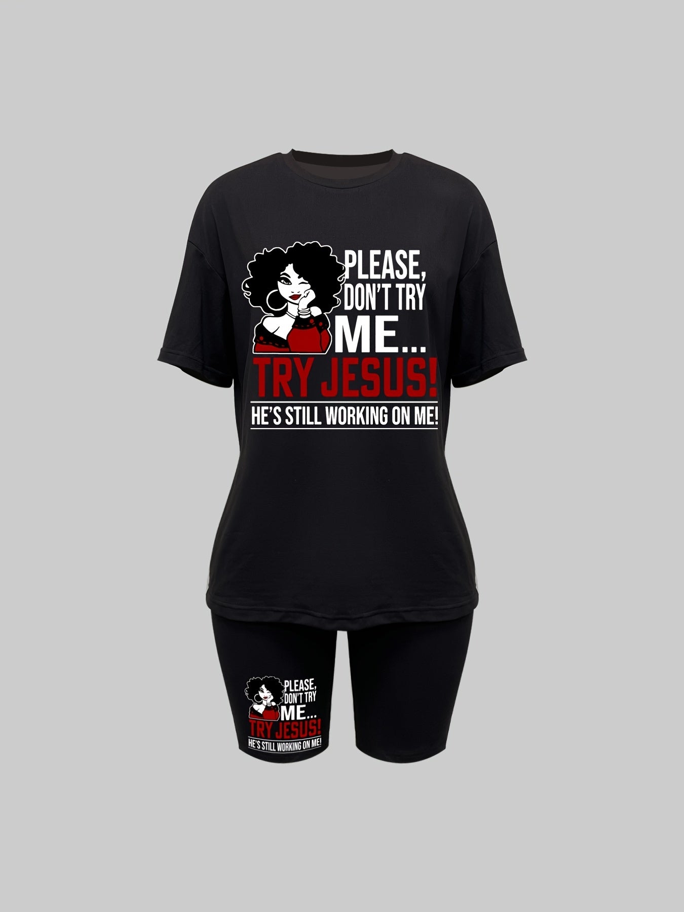 Please Don't Try Me Try Jesus Women's Christian Casual Outfit claimedbygoddesigns