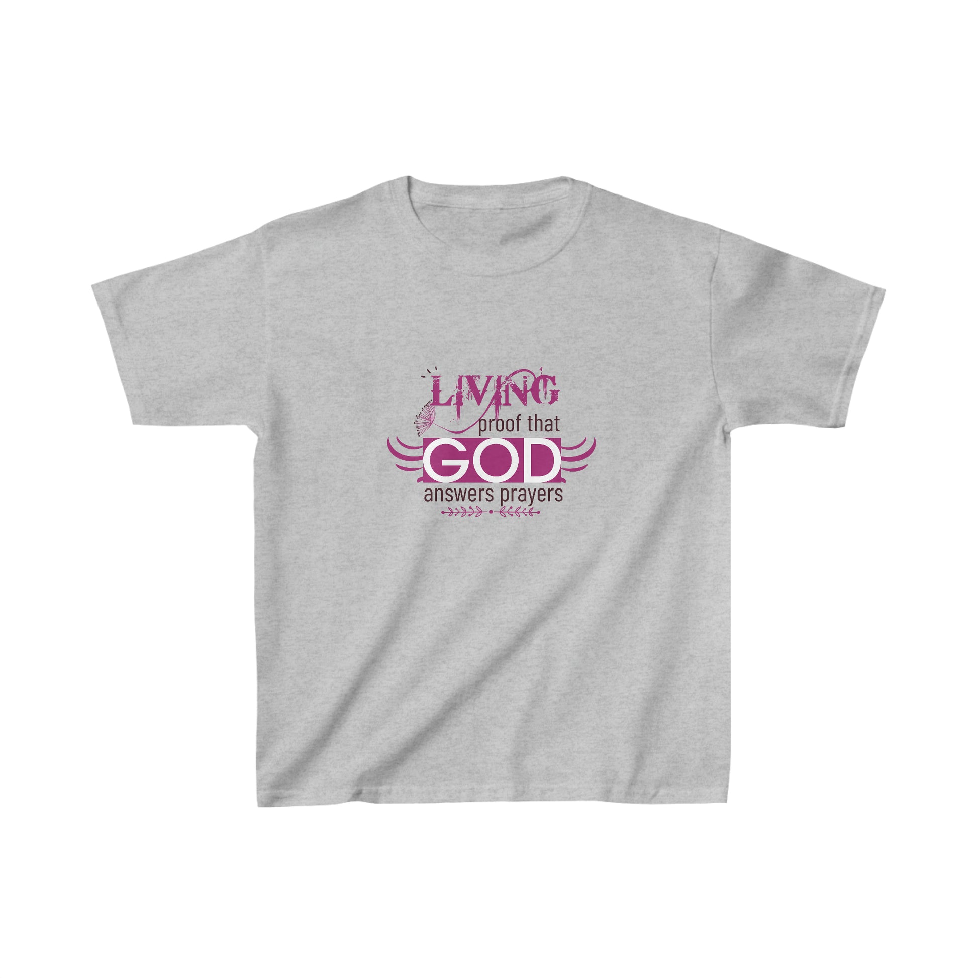 Living Proof That God Answers Prayers Youth Christian T-Shirt Printify