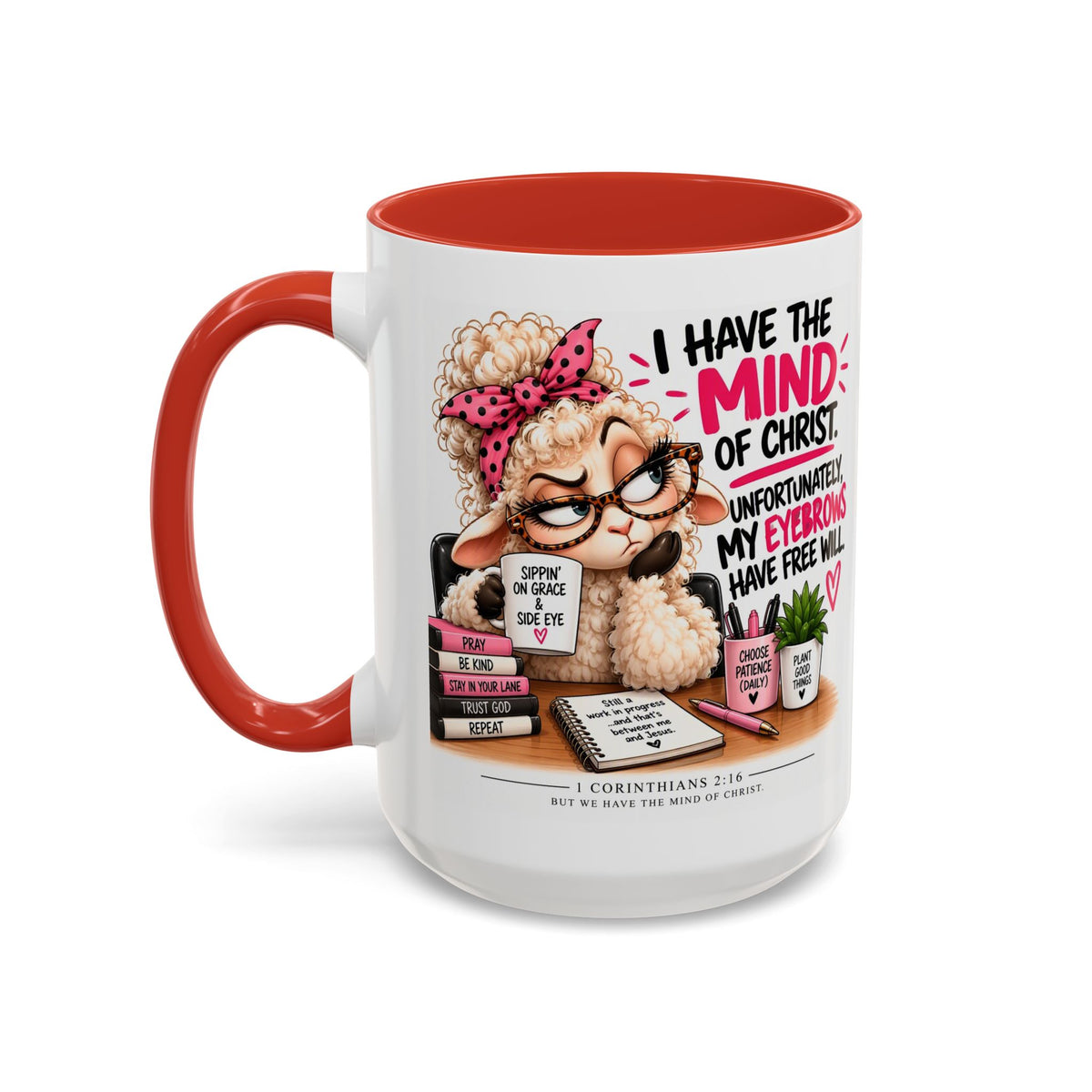 Christian Coffee Mug – "I Have the Mind of Christ" Funny Sheep Design (11/15 oz)