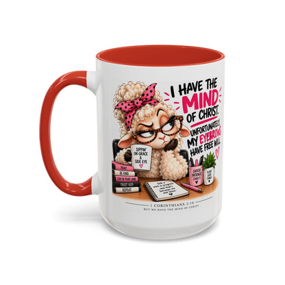 Christian Coffee Mug – "I Have the Mind of Christ" Funny Sheep Design (11/15 oz)
