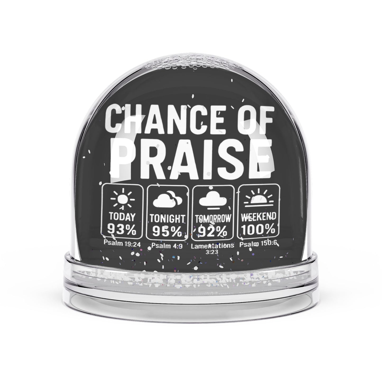 Christian Snow Globe, Religious Home Decor, Inspirational Gift, Christmas Decoration, Chance of Praise