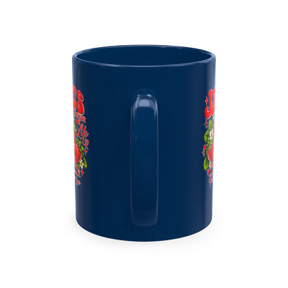Ceramic Mug — "Jesus Sweetens My Life" Strawberry Faith Coffee Cup