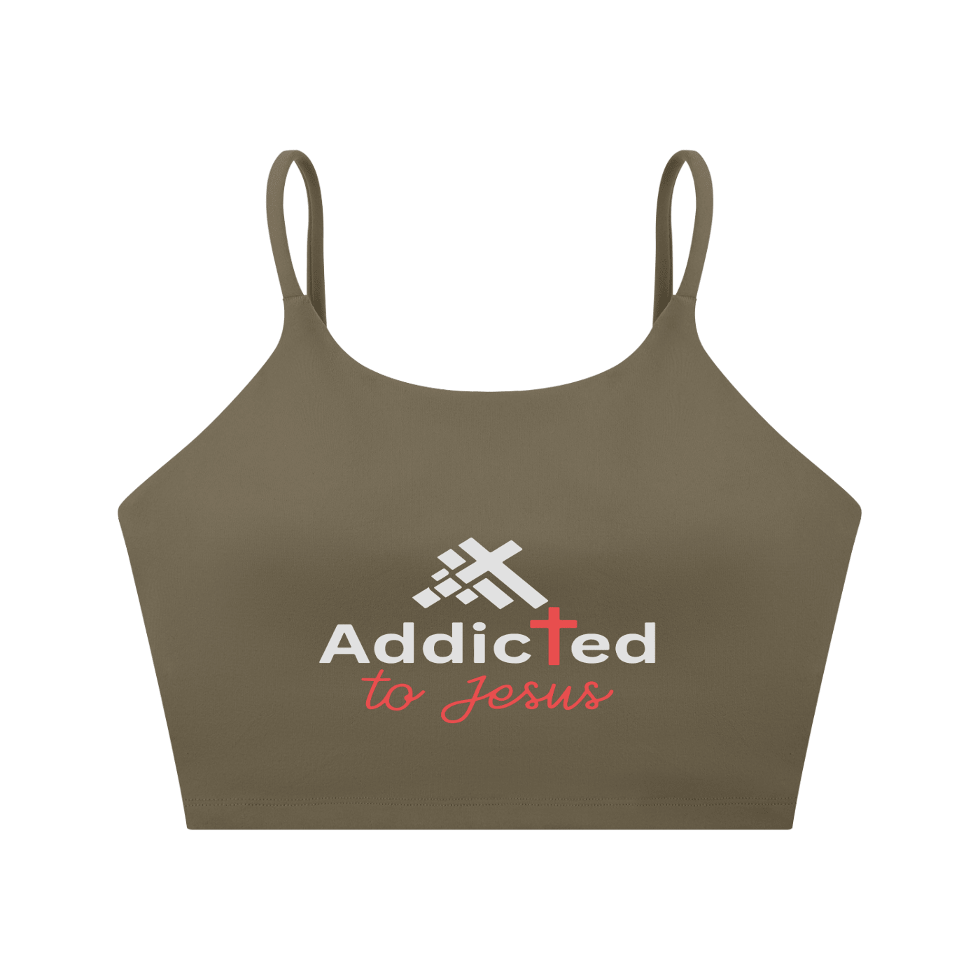 Addicted To Jesus Women's Christian Spaghetti Strap Yoga Sports Bra - ClaimedbyGodDesigns