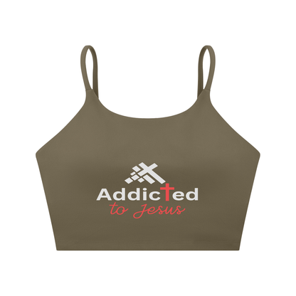 Addicted To Jesus Women's Christian Spaghetti Strap Yoga Sports Bra - ClaimedbyGodDesigns