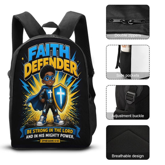 Faith Defender Boy Christian 3 PCS Bag Set (Backpack, Lunch Bag and Pencil Case)