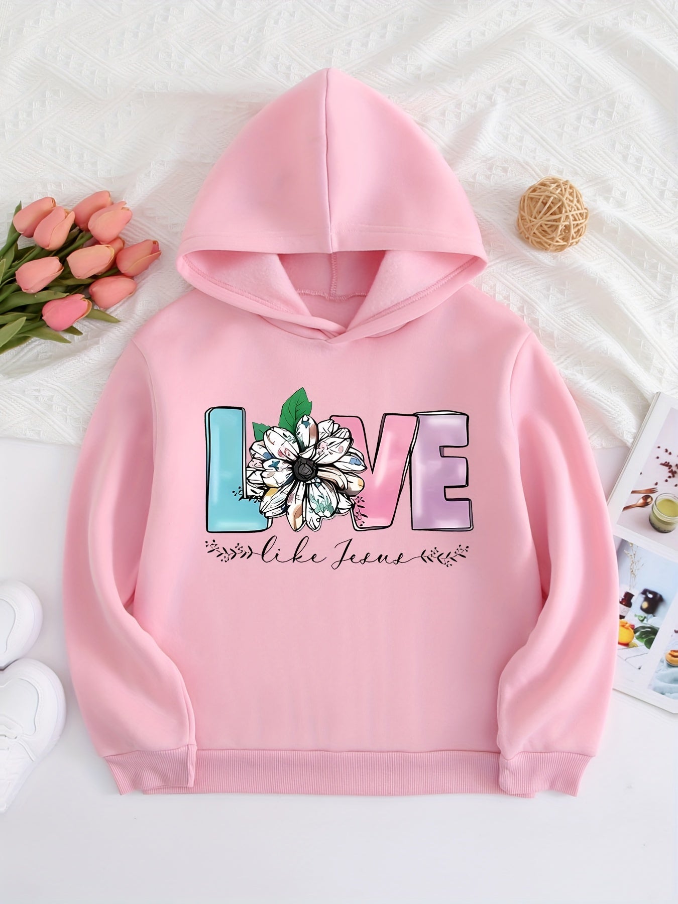 Love Like Jesus Youth Christian Pullover Hooded Sweatshirt claimedbygoddesigns