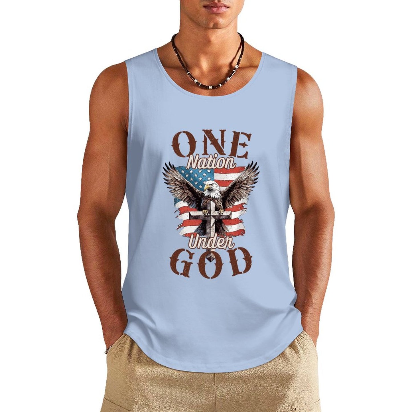 One Nation Under God American Patriotic Men's Christian Tank Top