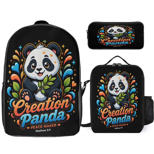 Creation Panda Christian 3 PCS Bag Set (Backpack, Lunch Bag and Pencil Case)