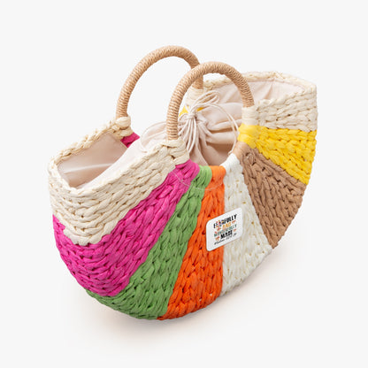 Fearfully And Wonderfully Made Christian Straw Rainbow Handbag - ClaimedbyGodDesigns